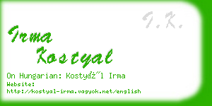 irma kostyal business card